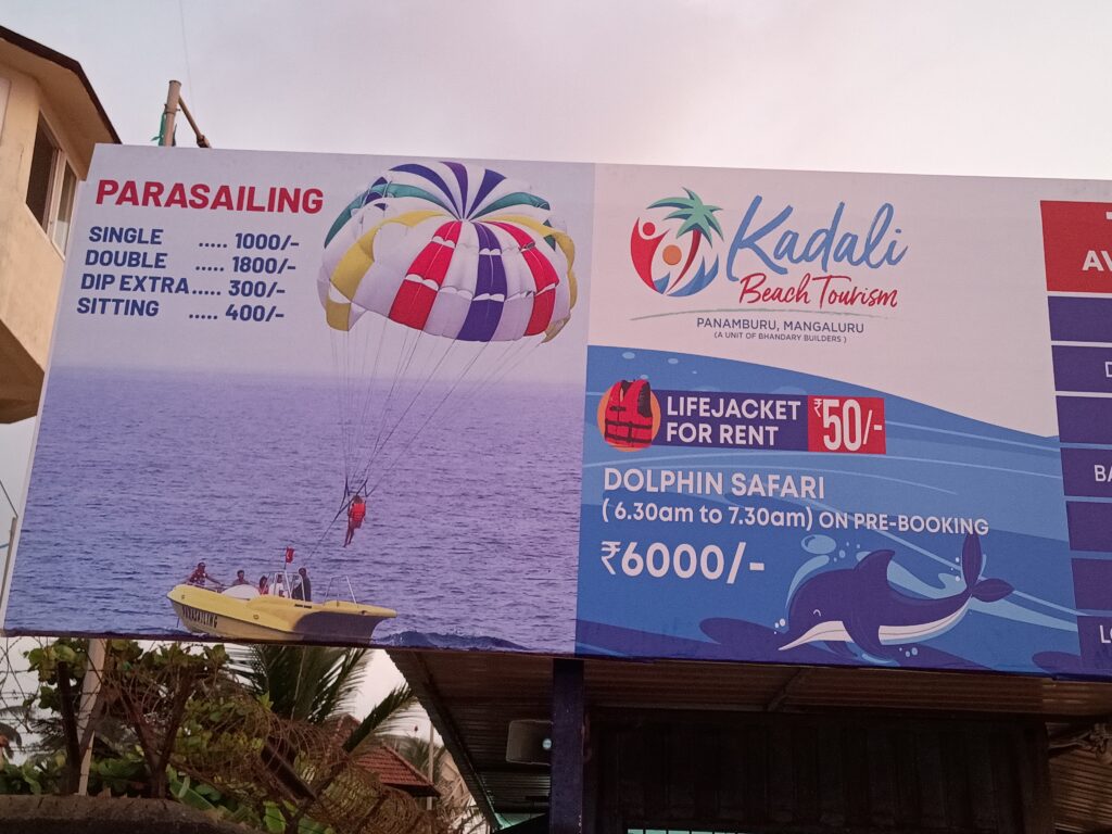 water activities price chart panambur beach mangalore