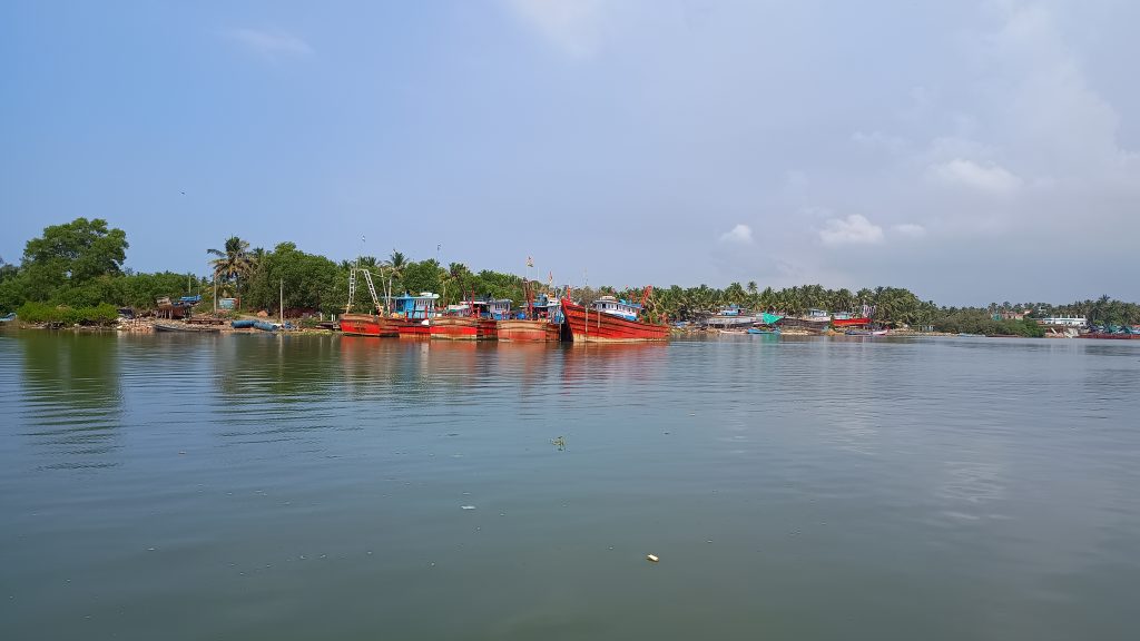 view of boats in gurupura river