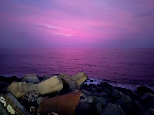 view after sunset at ullal beach